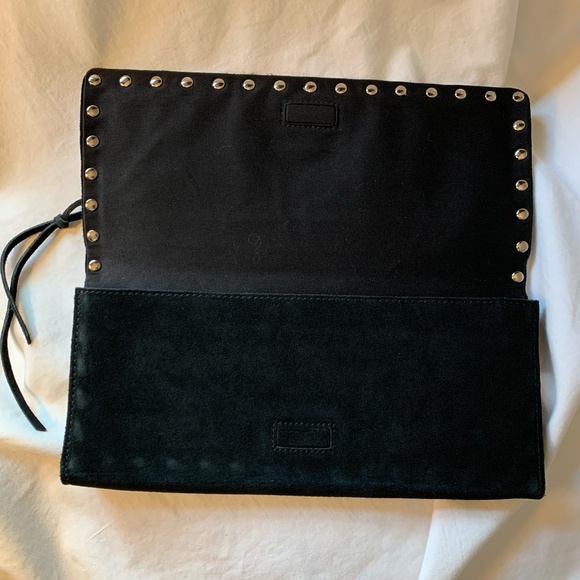 Banana Republic black suede leather studded clutch/bag - Picture 5 of 8